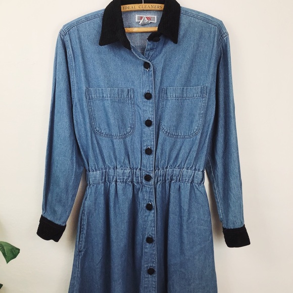 Vintage • Button Front Denim Midi Dress - Picture 7 of 8